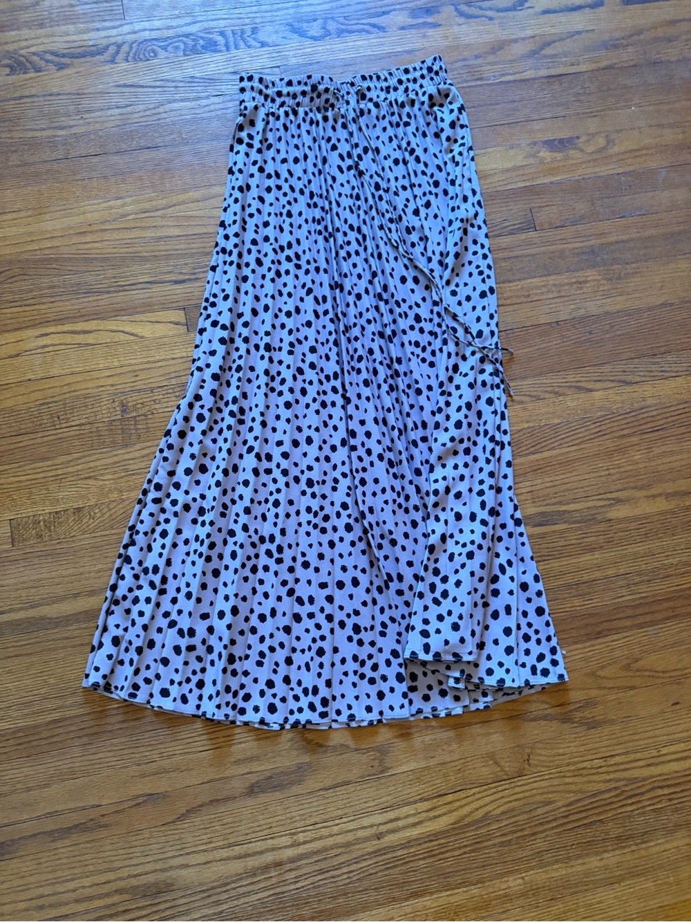 JODIFL Pink Maxi Skirt with Black Polka Dot Print - size Small